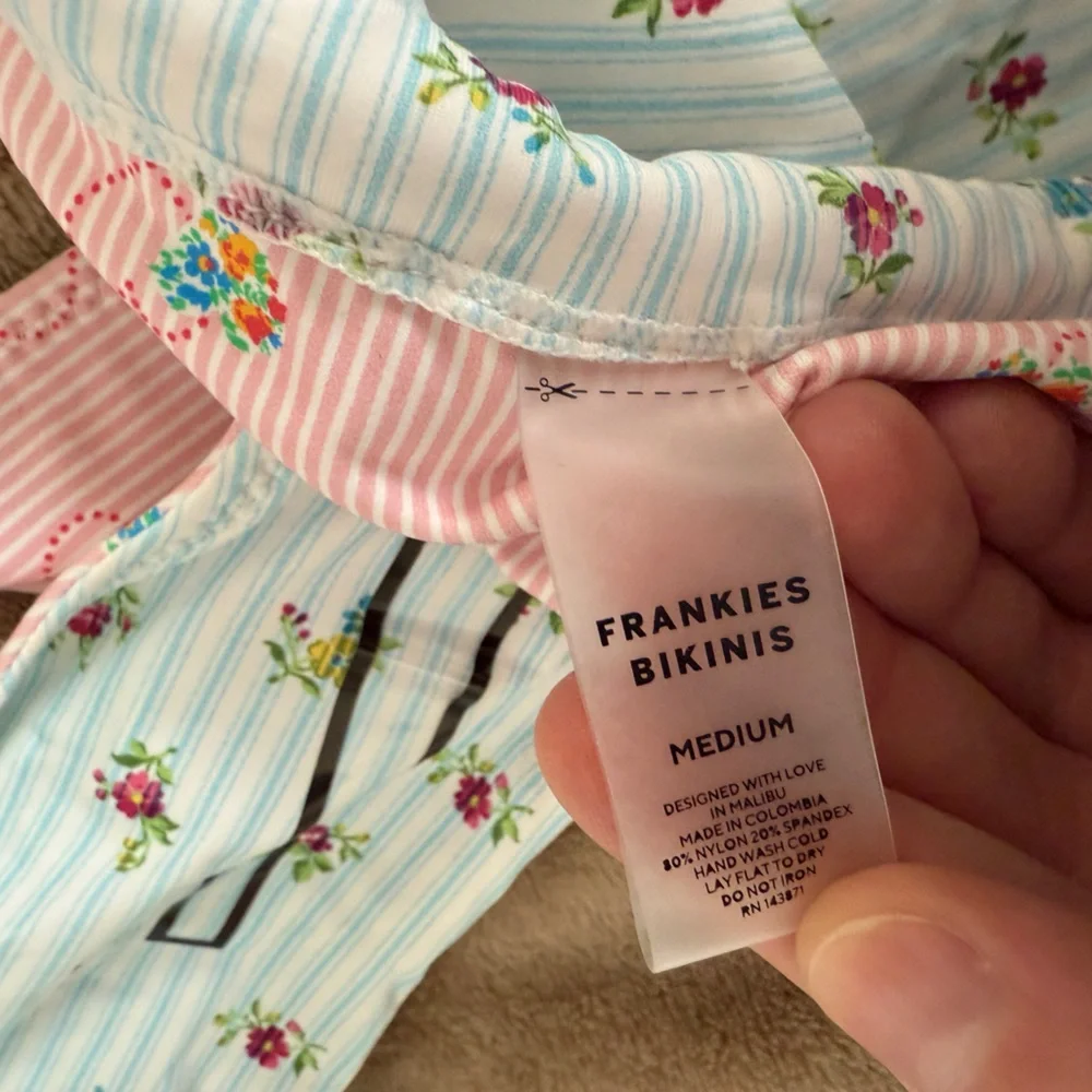 Frankie's Bikinis Reversible, Pink and Mint Floral Set
